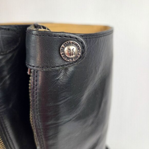 Frye Melissa Button Back Black Leather Riding Boots Size 7.5 B - Picture 11 of 16